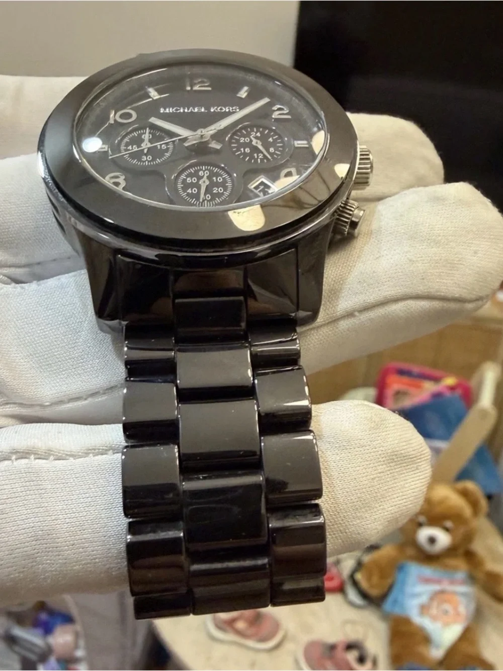 Michael Kors Runway MK5164 Black Ceramic Chronograph Men Women Watch Date 45mm